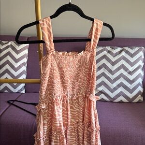 Jacqui E Peach and White Maxi Dress